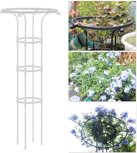 Yesbon Rankhilfe Rankobelisk Metall, Witterungsbeständige Garten Rankhilfe Tomatenkäfig Pflanzenstütze Obelisk Klettergerüst Spalier Freistehende Rankhilfe für Kletterpflanzen,Weiß,32x155 cm