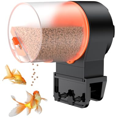 Pawfly automatisk fiskmatare för akvarium Automatisk semester-timer Fiskmatare för akvarium 100/200 ml Justerbar fiskmatdispenser för pellets, flingor och strimlor, batteridriven (batteri ingår ej)