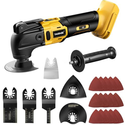 TASDISE Oscillating Multi-Tool, Cordless Oscillating Tools for DEWALT 20V Battery, 6 Variable Speeds, 4°Oscillation Angle, Brushless Multitool with 22Pcs Accessories for Cutting Sanding (No Battery)