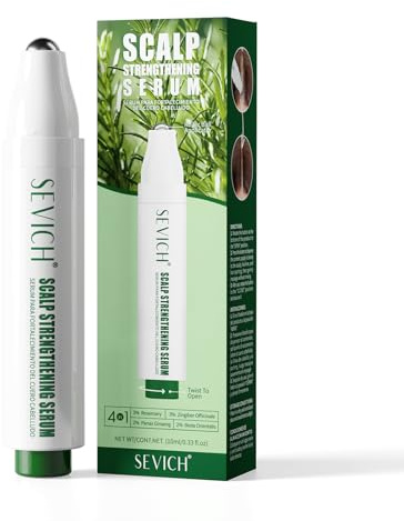 Sevich Hair Growth Siero Roll-On – 3% olio di rosmarino, 3% estratto di zenzero, siero vegetale per il cuoio capelluto contro i capelli sottili e sottili, per la cura dell'attaccatura dei capelli e