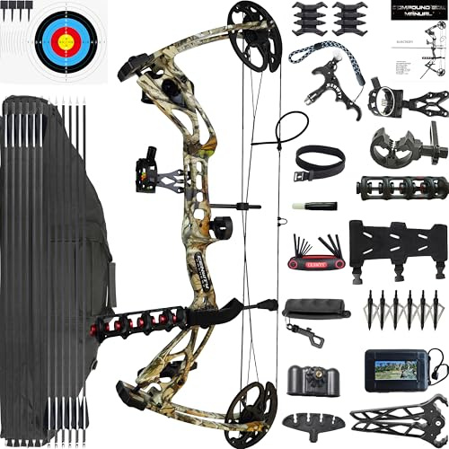 CENWTY Bågskytte Compoundbåge Set PRO 0-70 LBS, Draglängd 16.5”-30”, upp till IBO 325 fps, Jakt Compoundbåge med alla tillbehör för bågskytte jakt målskytte övning