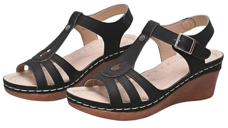 Sandales Compensées Femme Été Romaine - Sandale Femme Bout Ouvert Chaussures Décontractées Nu-Pieds Chic Sandalette Respirant Chaussure À Laniere Sandalette De Plage Piscine Confortable Nu-Pieds