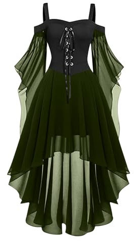 Vestidos Medievales para Mujer Tallas Grandes Halloween Tallas Grandes Gótico Vestido de Noche con Ribete Encaje Disfraces Originales Fiesta Cosplay Disfraz para Carnaval B617