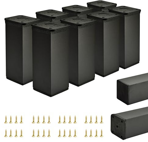ALUSFERA Möbelfüße Verstellbar – 8er Set – Schrankfüsse mit Elegantes Design – Füße für Möbel 40 x 40 x 100 mm Einfache Montage mit Komplettem Schraubenset