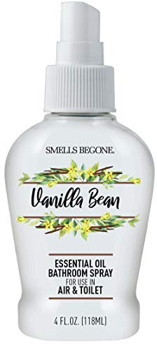 SMELLS BEGONE 4 oz Essential Oil Bathroom Spray - Instantly Eliminate Toilet & Bathroom Odors - Air Freshener Made with Essential Oils (Vanilla Bean)