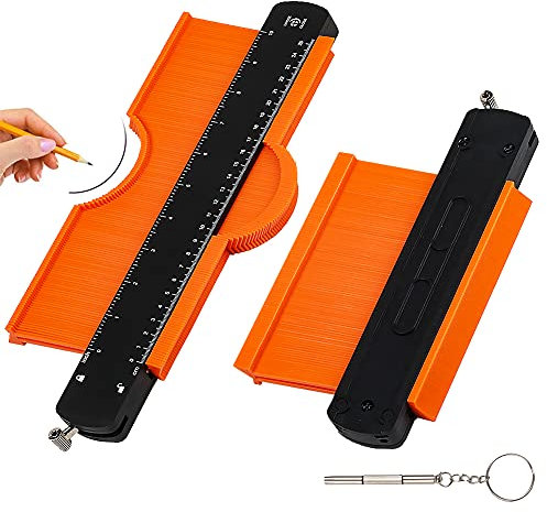 Maotrade 2 pièces Copieur De Contour Gabarit De Decoupe Parquet Flottant 25 cm & 12cmVerrouillable Jauge De Contour Pour Travail Du Bois & Bricolage