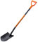 Kadax Spaten, L: 125 cm, paletta da giardiniere, pala da giardino con stelo in acciaio, pala, pala tomba, vanga da giardino con manico in (appuntita, nero/arancione)