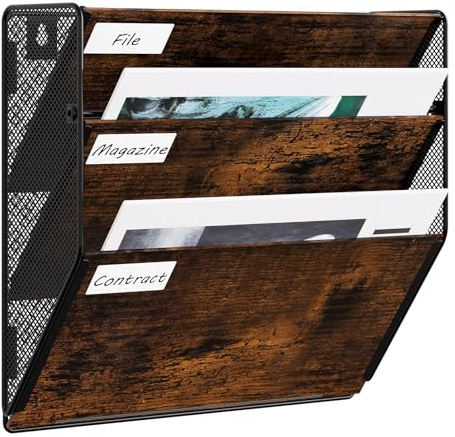 EasyPAG 3 Fächer Zusammensetzen Metall Holz A4 Zeitschriftenhalter Wand Zeitschriften Wandhalter Aktenablage Dokumentenhalter Hängend Magazin Organizer Flyerhalter Prospektspender