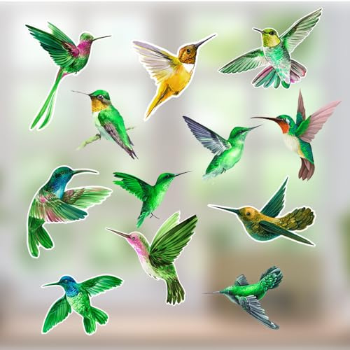 Yuqilin Pegatinas Pajaros Ventana, 12 Piezas Anticolisión Vinilos para Cristales Pajaros Decorativos, Prevención de Personas y Aves Golpes Ventana Accesorios Fiesta