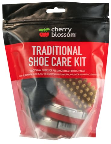 Cherry Blossom Footwear Traditional Shoe Care Kit, Black and Dark Tan, All Sizes