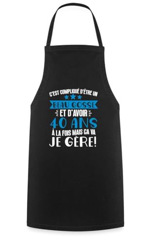 Spreadshirt Anniversaire 40 Ans Beau Gosse Je Gère Cadeau Humour Tablier Cuisine, taille unique, noir