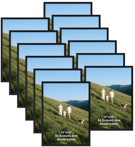Giftgarden 12er Set Schwarz Bilderrahmen 30x40 cm – Schlichte Fotorahmen aus PVC, Wanddekoration für Wohnzimmer, Schlafzimmer, Büro