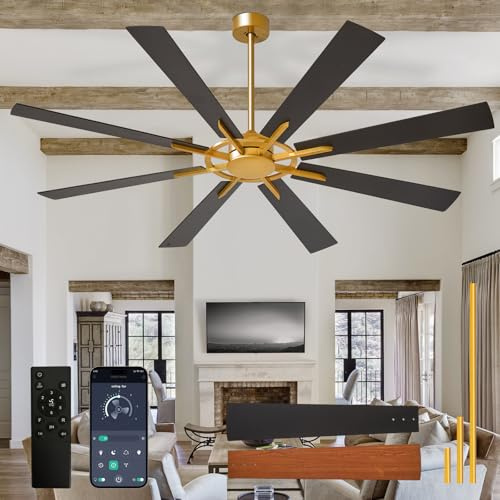 Depuley Großer Deckenventilator ohne Beleuchtung: Moderner 72-Zoll-Deckenventilator für den Außenbereich mit 8 Flügeln und APP-Steuerung - Schwarzer großer Ventilator ohne Beleuchtung