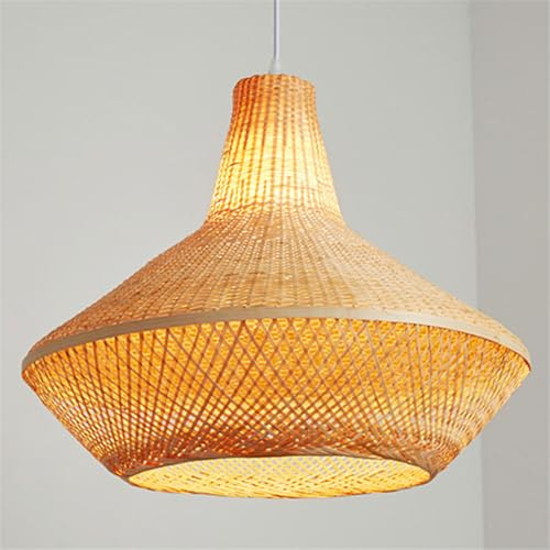 HCIPJQY - Suspensión de bambú y mimbre, 50 Cm. Plafón de ratán de estilo firme, montaje empotrado. Luminaria de estilo chino para dormitorio, comedor, escalera, pasillo.