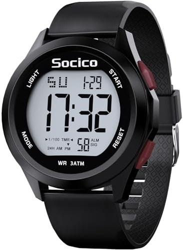 SOCICO Men Digital Watch 3ATM Waterproof Sport with LED Back Light/Alarm/Date/Stopwatch, Outdoor Multifunctional Digital Wrist Watches