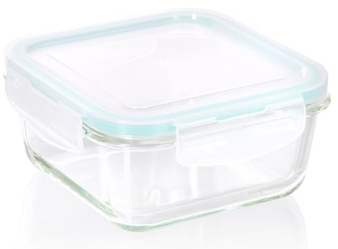 wenco Glasfrischebox 690 ml – Frischhaltedose aus Borosilikatglas, auslaufsichere Glasdose mit Klickverschluss und Silikondichtung, backofentauglich bis 280°C, gefriergeeignet bis -20°C