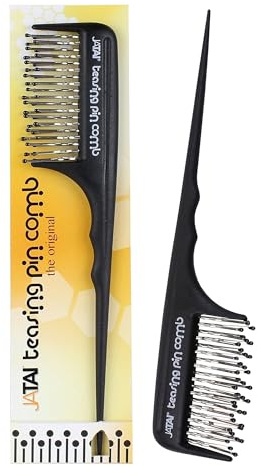 Jatai - Teasing Comb - With ABS Resin Handle - Backcombing Comb - 100% Japanese Stainless Steel Pins - Styling Comb - Heat Resistant - Rust Resistant - AntiStatic - Metal Pin Comb