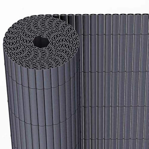 JORON Sichtschutzmatte PVC Sichtschutzzaun Sichtschutz Windschutz für Garten Balkon Terrasse - 90 x 300cm Anthrazit