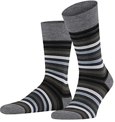 FALKE herr Tinted Stripe Strumpor andningsaktiv klimatreglerande lukt-hämmande ull bomull förstärkta herrstrumpor randiga hållbara allrounder för business vardag 1 par