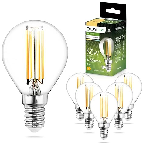 LUMILED E14 LED Lampe P45 7W ersetzt (60W Glühlampe) 6 Stück Set 806lm 3000K Warmweiß 360 Grad Lichtwinkel 230V Glühbirne Birne Leuchtmittel Tropfenform Kugel Energiesparlampe