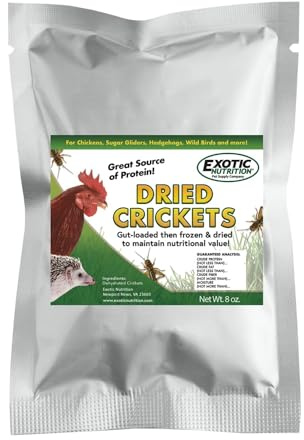 2 Pound Dried Crickets - High Protein Insect Treat - Chickens, Wild Birds, Hedgehogs, Bluebirds, Reptiles, Sugar Gliders, Opossums, Skunks, Lizards, Bearded Dragons, Fish, Turtles 8 oz. (4 Pack)