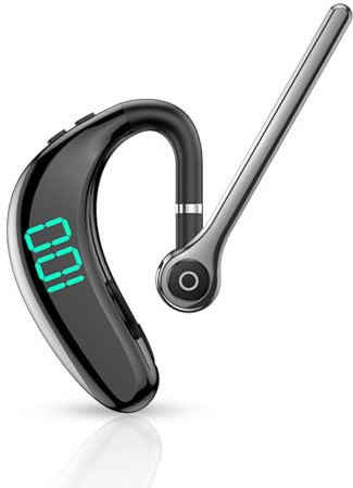 Bluetooth-Headset, Single Ear Bluetooth 5.3-Headset, Trådlöst Headset med Brusreducerande Dubbel Mikrofon, LED-skärm, för Bilkörning, Sport