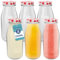 HEFTMAN Glass Milk Bottles with Lids - Empty 250ml Set of 6 Airtight Mini Milk Bottle with Red Gingham Lids for Beverages, Liquids & Décor - Retro Juice Bottles for Weddings, BBQ's & Picnics