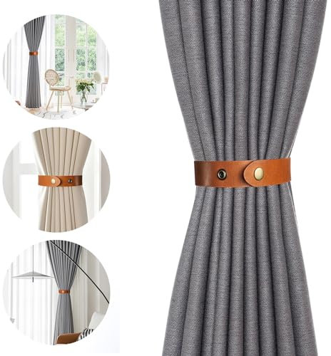 Vorhang Gardinen Raffhalter Gardinenhalter Halter Haken Vorhanghalter Halterung Gardinenraffer Gardinenband Zubehör für Vorhänge, 2 Stück Braun