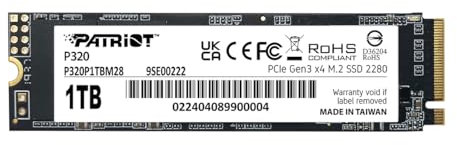 Patriot P320 1TB Interne SSD - NVMe PCIe Gen 3x4 - M.2 2280 - Solid State Drive - P320P1TBM28