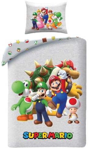 Super Mario Funda Nórdica Cama 90 140x200 + Funda Almohada Luigi Bowser