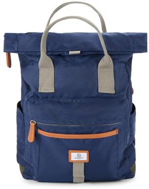 SEVENTEEN LONDON – Modern 100% Recycled Nylon Fold Roll Top Backpack in a Classic Slim Minimalist Design – Fits Laptops up to 15 - 'Holland Park' (Navy)