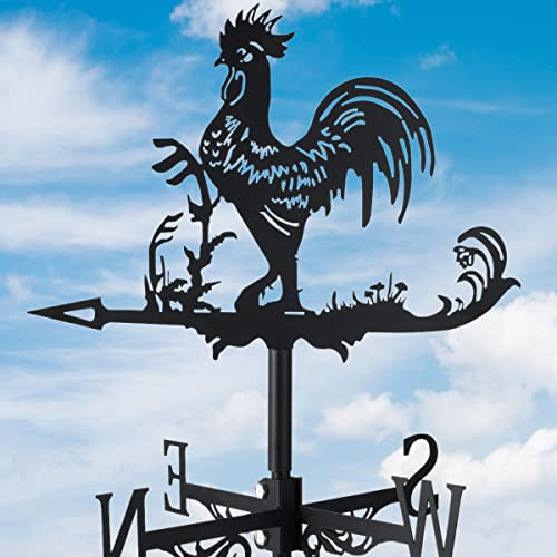 Gatphy Stainless Steel Weather Vane, Metal Rooster Weathervane Roof Mount Weather Vane Ornament Weather Vane Wind Spinner for Shed Garden Patio Farmhouse Decoration