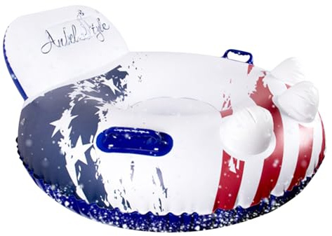 Tubo de nieve - trineo inflable para placer de invierno pesado, respaldo cómodo con dos asas, trineo de nieve para adultos y Navidad, uso al aire libre, 47,24 pulgadas