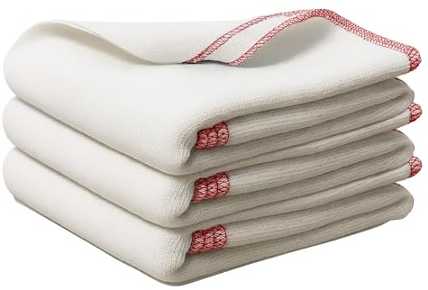 KOZZE FAB Jumbo Dish Cloths 100% Cotton Washing Up Cloths Extra Large 40x50cm Double Layered Premium White Cleaning Cloths Pack of 10–100 for Kitchen, Glass & Surface Cleaning Cloth (20)