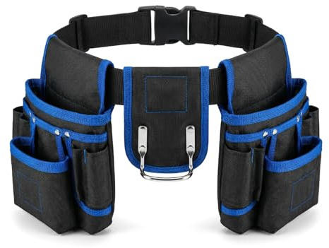 Cintura Porta Attrezzi,Porta Attrezzi da Cintura,Cintura per Attrezzi da Lavoro,Cintura Elettricista con Multiple Tasche,Imbottita per Uomo,Staccabile e Regolabile per Elettricisti (Blu, 1)