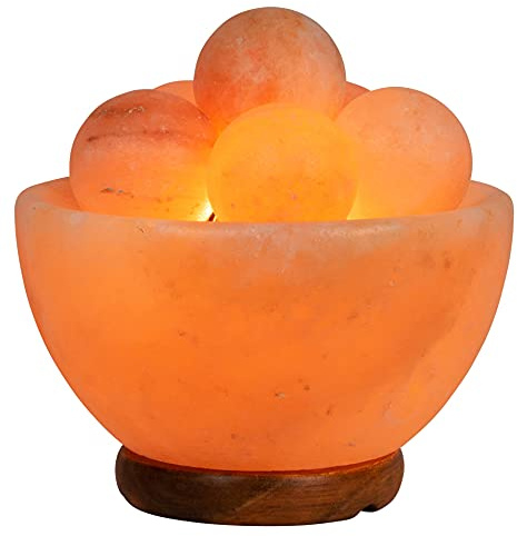 Spantik Himalayan Fire Bowl Salt Lamp with 6 Massage Balls Premium Quality Authentic from Pakistan