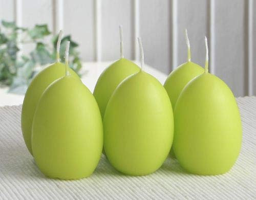 6X Eikerzen, klein, ca. 6,5 x 4,5 cm, limonengrün