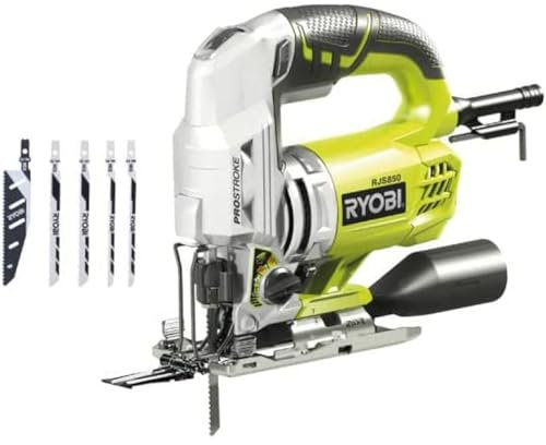Ryobi - Sierra de calar péndulo (600 W, 85 mm, Madera, 5 Hojas, RJS-850KA5)