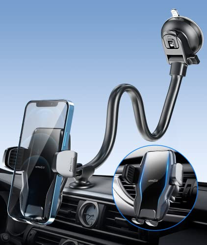 APPS2Car Handyhalterung Auto Saugnapf, Universal Kfz Handyhalterung,Smartphone Halterung Schwanenhals für Windschutzscheib Armaturenbrett Lüftung,Car Phone Holder 360 für iPhone 13/12/11 Samsung etc