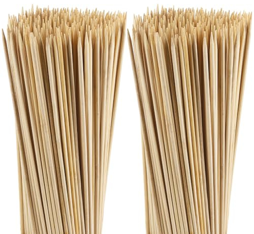 200 PCS Natural Bamboo Skewers 6/8/10/12/14/16 inch Wooden Skewers Barbecue Sticks Wood Barbecue Kabob Skewers for BBQ Appetiser Fruit Grillin