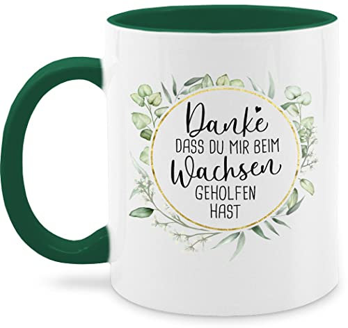 Tasse Tassen 325ml - Erzieherin - Danke dass du mir beim Wachsen geholfen hast - 325 ml - Dunkelgrün - für erzieherinnen abschied geschenk erzieher geschenke kindergärtner bester kaffeetasse
