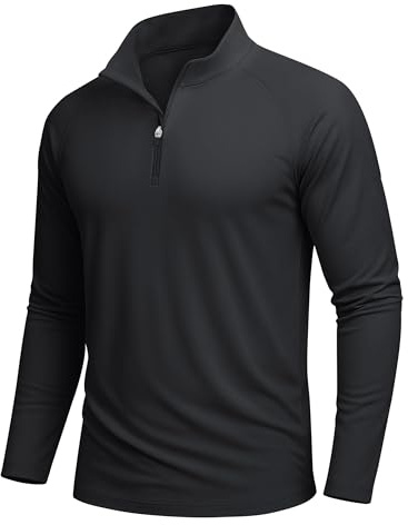 MAGCOMSEN T-Shirt Homme Manches Longues Anti UV Respirant SÉCHAGE Rapide Parfait pour Le Sport Course À Pied ET Gym Noir,3XL