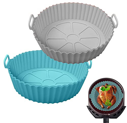 Air Fryer Silicone Liner, 2 Pack Reusable Silicone AirFryer Liners, 7.8 inch Air Fryer Accessories for Ninja COSORI Tower, Fits 3.6 to 6.8QT Air Fryer Pot