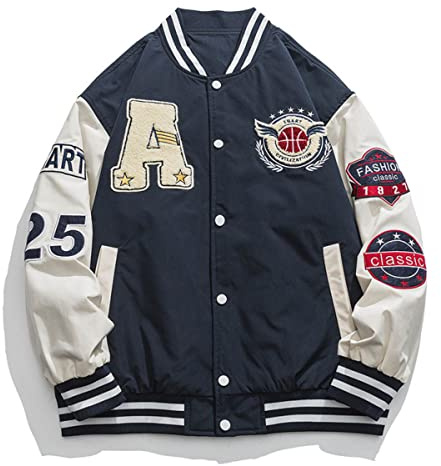 Vestes de Baseball Universitaire pour Hommes Vestes Bombers de Baseball Streetwear Unisexe Manteaux imprimés de Lettres Vintage Vestes Hip hop Vintage Vestes de Baseball