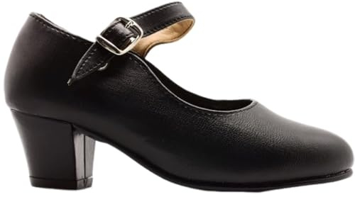 DE PABLOS - Flamenca Negra Zapato de Flamenca Sevillana Made in Spain Color: Negro Talla: 39 para: Niñas
