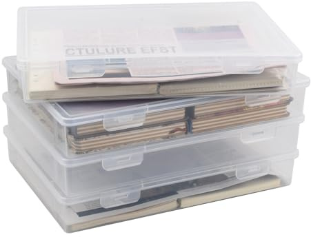 Granvoo 4 Paquetes Caja Archivo A4 Plástico Transparente,Cajas Transparentes Clasificador Documentos,Caja de almacenamiento de polipropileno,para el Almacenamiento de Libros,Papel Y Revistas