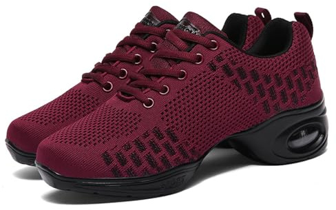 Hixingo Malla Zapatillas de Deporte Jazz para Mujeres, Zapatos de Baile Antideslizantes con Colchón de Aire Baile Sneaker Transpirables para Mujer Formación en Danza 35-40EU
