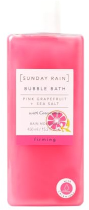 Sunday Rain Revitalising and Cleansing Pink Grapefruit and Sea Salt Bubble Bath, Vitamin-Rich, with Ceramides, Pink, 450ml
