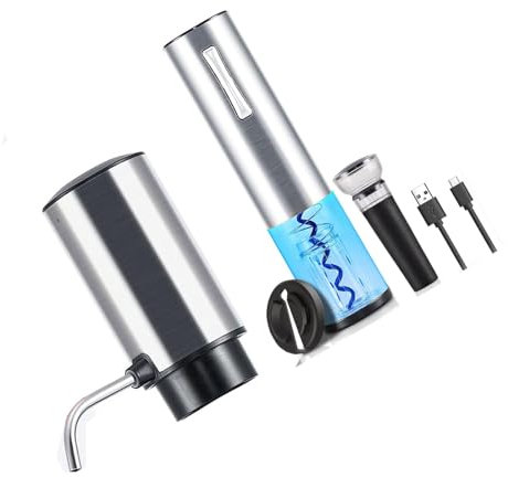 Set di apribottiglie per vino, con aeratore ricaricabile, in acciaio inox, adatto per varie occasioni