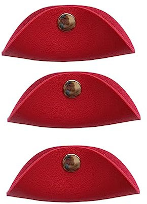 DOITOOL 3 Piezas soporte de fijación de auriculares organizador de cables bridas para cables guardián del cable organizador de cuerdas de cuero pu rojo